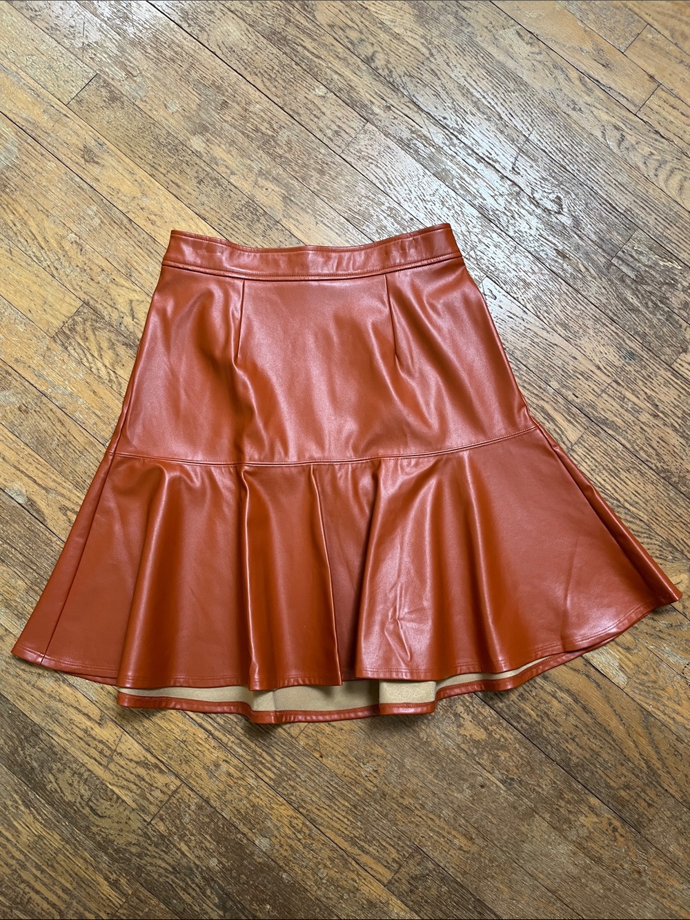 Venus Midi Pleather Rust Color Skirt Vintage
